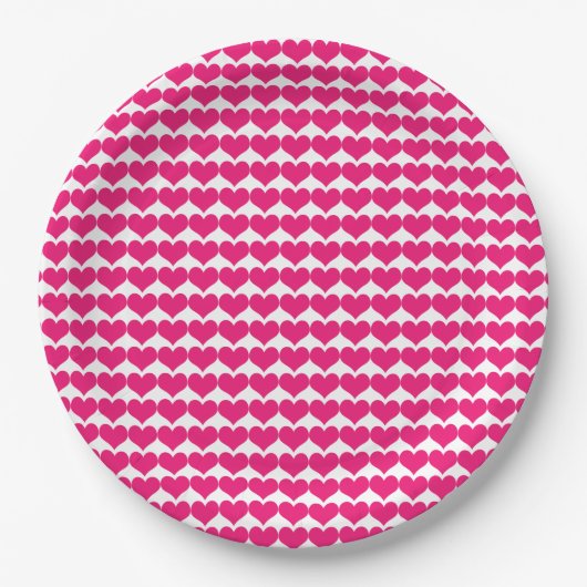 Pink Niedlich Hearts Muster Papier Teller (Vorderseite)