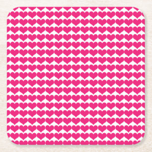 Pink Niedlich Hearts Muster Papier Untersetzer