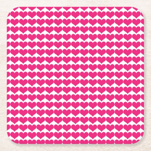 Pink Niedlich Hearts Muster Papier Untersetzer (Vorderseite)