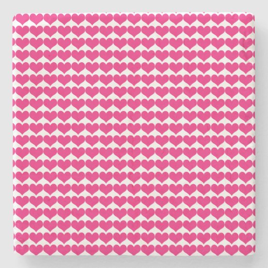 Pink Niedlich Hearts Muster Stone Untersetzer (Vorderseite)