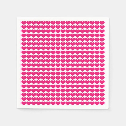 Pink Niedlich Hearts Musterpapier Napkins Serviette (Vorderseite)