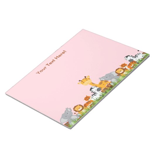Pink Niedlich Jungle Baby Animals Notepad Notizblock (angewinkelt)
