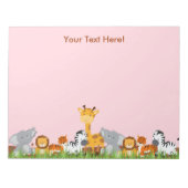Pink Niedlich Jungle Baby Animals Notepad Notizblock (Vorderseite)