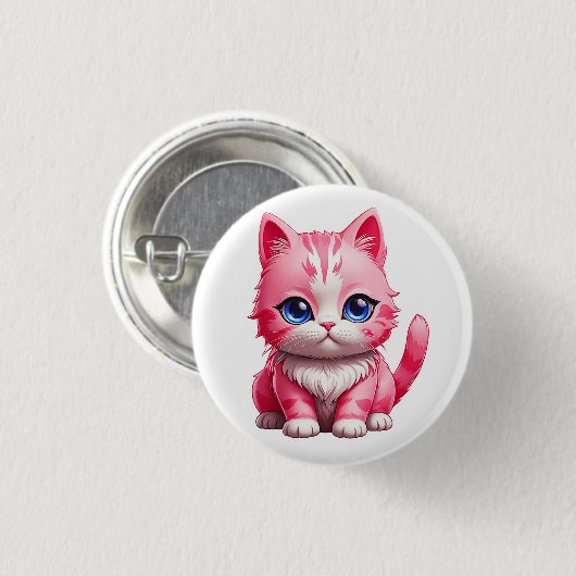 Pink Niedlich Kitty Cat Button (Vorne & Hinten)