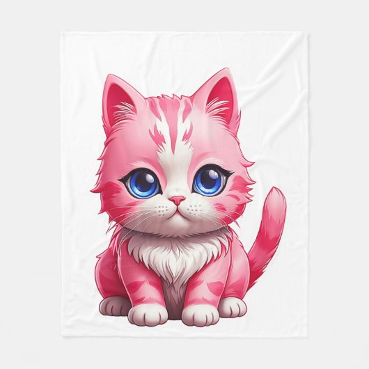 Pink Niedlich Kitty Cat Fleecedecke (Vorderseite)