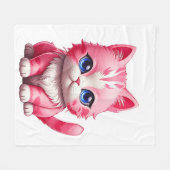 Pink Niedlich Kitty Cat Fleecedecke (Vorderseite (Horizontal))