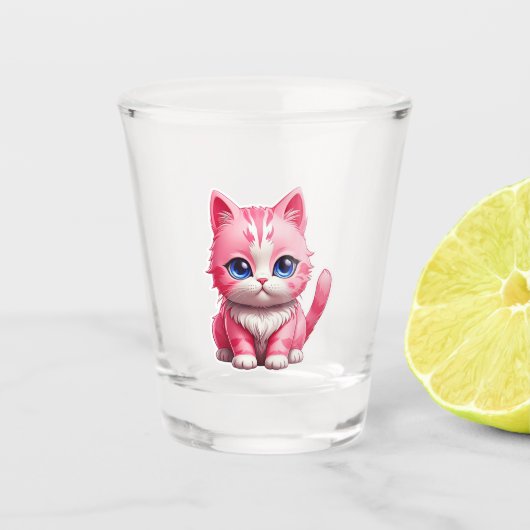 Pink Niedlich Kitty Cat Schnapsglas (Vorderseite)