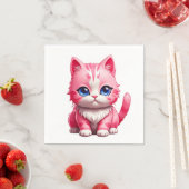 Pink Niedlich Kitty Cat Serviette (Beispiel)