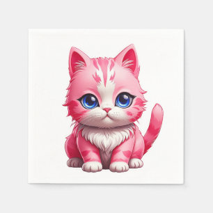 Pink Niedlich Kitty Cat Serviette