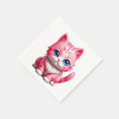 Pink Niedlich Kitty Cat Serviette (Ecke)