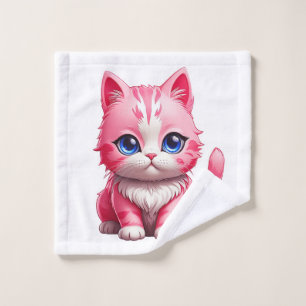 Pink Niedlich Kitty Cat Waschlappen