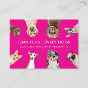 Pink Niedlich kleine Hunde Sitzgelegenheit Visitenkarte