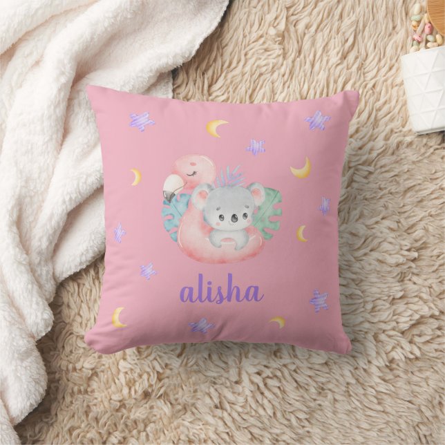 Pink Niedlich Koala Kinder Geschenk Personalisiert Kissen (Decke)