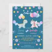 Pink Niedlich Magical Unicorn Dinosaurier Geburtst Einladung (Vorderseite)