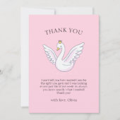 Pink Niedlich Moderne Sweet Princess Swan Baby Dus Dankeskarte (Vorderseite)