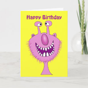 Pink Niedlich Monster Happy Birthday Custom Card Karte