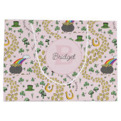 Pink Niedlich n' Curvy Kleeblatts Baby Name St Pat Große Geschenktüte (Rückseite)