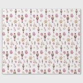 Pink Niedlich Nutcracker Zuckerhut Wasserfarbe Geschenkpapier (Flach)