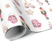 Pink Niedlich Nutcracker Zuckerhut Wasserfarbe Geschenkpapier (Rolleneckpunkt)