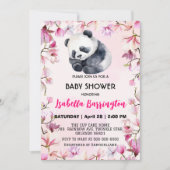 Pink Niedlich Panda Blume Babydusche Kinder Einladung (Vorderseite)