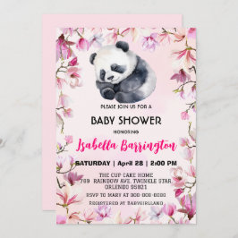 Pink Niedlich Panda Blume Babydusche Kinder Einladung