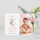 Pink Niedlich Peter Rabbit 1. Foto Einladung (Stehend Vorderseite)