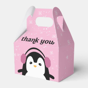 Pink Niedlich Pinguin Winter Baby Dusche Danke Geschenkschachtel