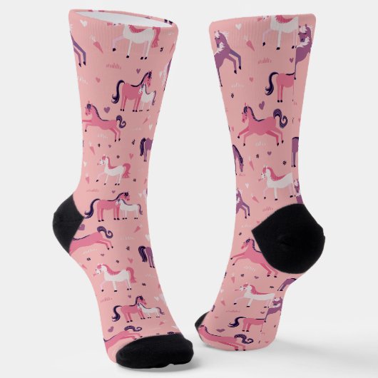 Pink Niedlich Pony Socken (Gewinkelt)