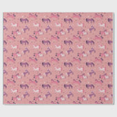 Pink Niedlich Pony Wrapping Paper Geschenkpapier (Flach)