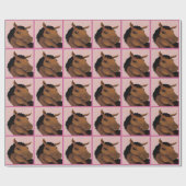 Pink Niedlich Pony Wrapping Paper Geschenkpapier (Flach)