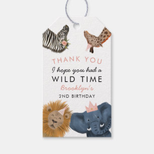 Pink Niedlich Safari Tiere Geburtstagsparty Geschenkanhänger