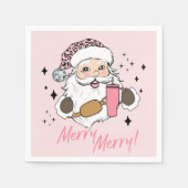 Pink Niedlich Santa, Boujee Santa w/Stanley Belt B Serviette (Vorderseite)