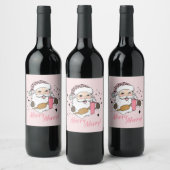 Pink Niedlich Santa, Boujee Santa w/Stanley Belt B Weinetikett (Flaschen)