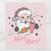 Pink Niedlich Santa, Boujee Santa w/Stanley Belt B Weinetikett (Einzelnes Label)