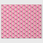 Pink | Niedlich Snow Man Weihnachts-Wrapper Geschenkpapier (Flach)