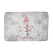 Pink Niedlich Snowman Holiday Bath Mat Badematte (Vorderseite)