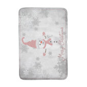 Pink Niedlich Snowman Holiday Bath Mat Badematte (Vorderseite Vertikal)