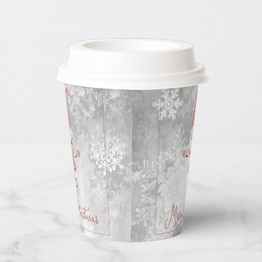 Pink Niedlich Snowman Holiday Paper Cup Pappbecher (Rechts)