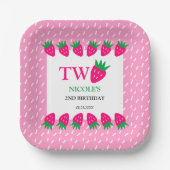 Pink Niedlich Strawberry Berry Sweet 2. Geburtstag Pappteller (Vorderseite)