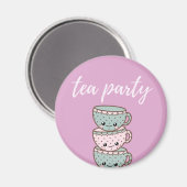 Pink Niedlich Tee Party Teacups Magnet (Vorderseite/Rückseite)