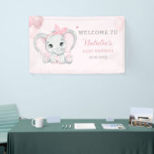 Pink Niedlich Watercolor Elephant Girl Baby Dusche Banner (Messeveranstaltung)