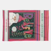 Pink Niedlich Whimsical Weihnachten Personalisiert Geschirrtuch (Horizontal)