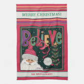 Pink Niedlich Whimsical Weihnachten Personalisiert Geschirrtuch (Vertikal)