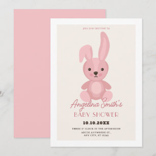 Pink niedliche Kaninchenpuppendusche Einladung