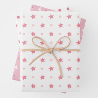 Pink Niedliche Weihnachtswackelpapier Geschenkpapier Set