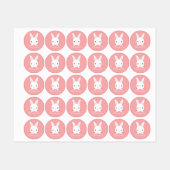 Pink Niedliches Kaninchen mit Individuelle Name Etiketten (Blatt)