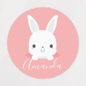 Pink Niedliches Kaninchen mit Individuelle Name Etiketten (Design 2)