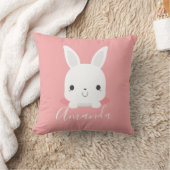Pink Niedliches Kaninchen mit Individuelle Name Kissen (Decke)