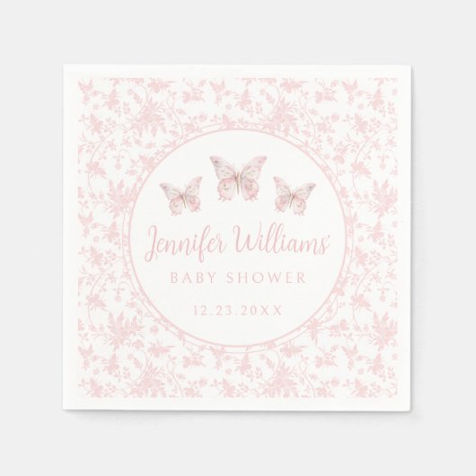 Pink niedliches kleines Schmetterlingshändchen-Dus Serviette (Vorderseite)
