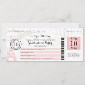 Pink Night in Paris Graduation Party Boarding Pass Einladung (Vorderseite)
